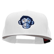 Monkey Blue Embroidered Superior Cotton Twill Flat Bill Snapback Prostyle Cap - White OSFM