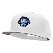 Monkey Blue Embroidered Superior Cotton Twill Flat Bill Snapback Prostyle Cap - White OSFM