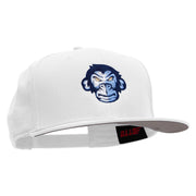 Monkey Blue Embroidered Superior Cotton Twill Flat Bill Snapback Prostyle Cap - White OSFM