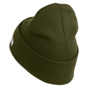 U.S. Army 23rd Infantry Division Logo Embroidered 12 Inch Solid Knit Cuff Long Beanie Made in USA - Olive OSFM