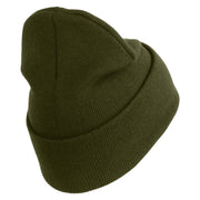 U.S. Army 23rd Infantry Division Logo Embroidered 12 Inch Solid Knit Cuff Long Beanie Made in USA - Olive OSFM