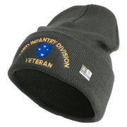 U.S. Army 23rd Infantry Division Logo Embroidered 12 Inch Solid Knit Cuff Long Beanie Made in USA - Charcoal OSFM