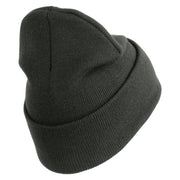 U.S. Army 23rd Infantry Division Logo Embroidered 12 Inch Solid Knit Cuff Long Beanie Made in USA - Charcoal OSFM