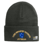 U.S. Army 23rd Infantry Division Logo Embroidered 12 Inch Solid Knit Cuff Long Beanie Made in USA - Charcoal OSFM