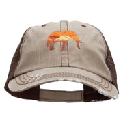 Wild Elephant Embroidered Low Profile Special Cotton Mesh Cap - Khaki-Brown OSFM