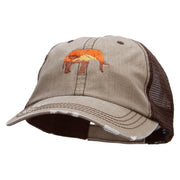 Wild Elephant Embroidered Low Profile Special Cotton Mesh Cap - Khaki-Brown OSFM