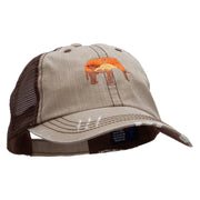 Wild Elephant Embroidered Low Profile Special Cotton Mesh Cap - Khaki-Brown OSFM