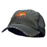 Wild Elephant Embroidered Low Profile Special Cotton Mesh Cap - Green OSFM