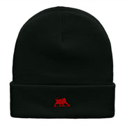 The Crimson Bull Embroidered 12 Inch Long Knitted Beanie