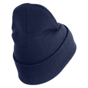 U.S. Army 24th Infantry Division Logo Embroidered 12 Inch Solid Knit Cuff Long Beanie Made in USA - Navy OSFM