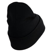 U.S. Army 24th Infantry Division Logo Embroidered 12 Inch Solid Knit Cuff Long Beanie Made in USA - Black OSFM