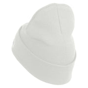 U.S. Army 24th Infantry Division Logo Embroidered 12 Inch Solid Knit Cuff Long Beanie Made in USA - White OSFM