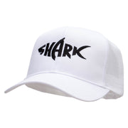 Black Shark Embroidered Solid Cotton Prostyle Twill Mesh Cap - White OSFM