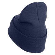 U.S. Army 25th Infantry Division Logo Embroidered 12 Inch Solid Knit Cuff Long Beanie Made in USA - Navy OSFM