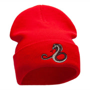 Cobra Embroidered 12 Inch Long Knitted Beanie