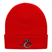 Cobra Embroidered 12 Inch Long Knitted Beanie