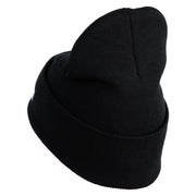 U.S. Army 25th Infantry Division Logo Embroidered 12 Inch Solid Knit Cuff Long Beanie Made in USA - Black OSFM