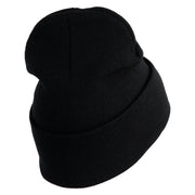 U.S. Army 25th Infantry Division Logo Embroidered 12 Inch Solid Knit Cuff Long Beanie Made in USA - Black OSFM