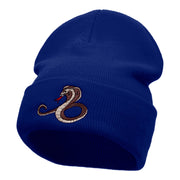 Cobra Embroidered 12 Inch Long Knitted Beanie