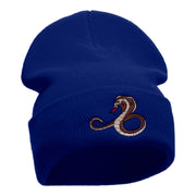 Cobra Embroidered 12 Inch Long Knitted Beanie