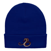 Cobra Embroidered 12 Inch Long Knitted Beanie