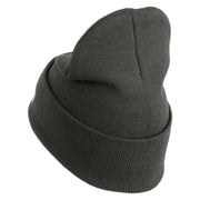 U.S. Army 25th Infantry Division Logo Embroidered 12 Inch Solid Knit Cuff Long Beanie Made in USA - Charcoal OSFM