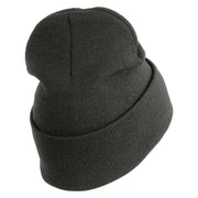 U.S. Army 25th Infantry Division Logo Embroidered 12 Inch Solid Knit Cuff Long Beanie Made in USA - Charcoal OSFM