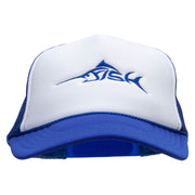 Blue Fish Embroidered Foam Panel Mesh Snapback - White-Royal OSFM