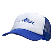 Blue Fish Embroidered Foam Panel Mesh Snapback - White-Royal OSFM