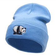 Happy Panda Embroidered 12 Inch Long Knitted Beanie