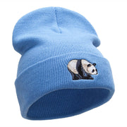 Happy Panda Embroidered 12 Inch Long Knitted Beanie