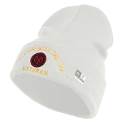 U.S. Army 27th Infantry Brigade Combat Team Logo Embroidered 12 Inch Solid Knit Cuff Long Beanie Made in USA - White OSFM