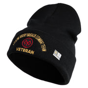 U.S. Army 27th Infantry Brigade Combat Team Logo Embroidered 12 Inch Solid Knit Cuff Long Beanie Made in USA - Black OSFM