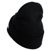 U.S. Army 27th Infantry Brigade Combat Team Logo Embroidered 12 Inch Solid Knit Cuff Long Beanie Made in USA - Black OSFM
