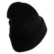 U.S. Army 27th Infantry Brigade Combat Team Logo Embroidered 12 Inch Solid Knit Cuff Long Beanie Made in USA - Black OSFM