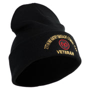 U.S. Army 27th Infantry Brigade Combat Team Logo Embroidered 12 Inch Solid Knit Cuff Long Beanie Made in USA - Black OSFM