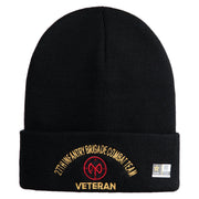 U.S. Army 27th Infantry Brigade Combat Team Logo Embroidered 12 Inch Solid Knit Cuff Long Beanie Made in USA - Black OSFM