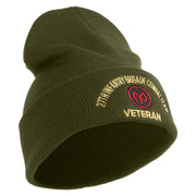 U.S. Army 27th Infantry Brigade Combat Team Logo Embroidered 12 Inch Solid Knit Cuff Long Beanie Made in USA - Olive OSFM