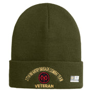 U.S. Army 27th Infantry Brigade Combat Team Logo Embroidered 12 Inch Solid Knit Cuff Long Beanie Made in USA - Olive OSFM