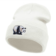 Happy Panda Embroidered 12 Inch Long Knitted Beanie