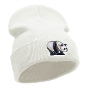 Happy Panda Embroidered 12 Inch Long Knitted Beanie