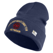 U.S. Army 27th Infantry Brigade Combat Team Logo Embroidered 12 Inch Solid Knit Cuff Long Beanie Made in USA - Navy OSFM