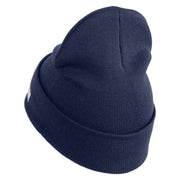 U.S. Army 27th Infantry Brigade Combat Team Logo Embroidered 12 Inch Solid Knit Cuff Long Beanie Made in USA - Navy OSFM