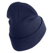 U.S. Army 27th Infantry Brigade Combat Team Logo Embroidered 12 Inch Solid Knit Cuff Long Beanie Made in USA - Navy OSFM