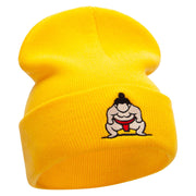 Sumo Embroidered 12 Inch Long Knitted Beanie