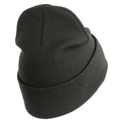 U.S. Army 28th Infantry Division Logo Embroidered 12 Inch Solid Knit Cuff Long Beanie Made in USA - Charcoal OSFM