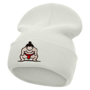 Sumo Embroidered 12 Inch Long Knitted Beanie