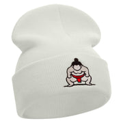 Sumo Embroidered 12 Inch Long Knitted Beanie