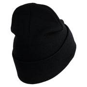 U.S. Army 28th Infantry Division Logo Embroidered 12 Inch Solid Knit Cuff Long Beanie Made in USA - Black OSFM