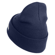 U.S. Army 28th Infantry Division Logo Embroidered 12 Inch Solid Knit Cuff Long Beanie Made in USA - Navy OSFM